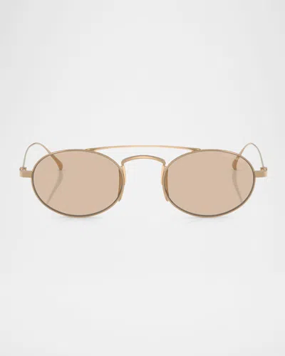 Giorgio Armani Titanium & Plastic Oval Sunglasses In Rose Gold