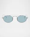 Giorgio Armani Titanium & Plastic Oval Sunglasses In Silver