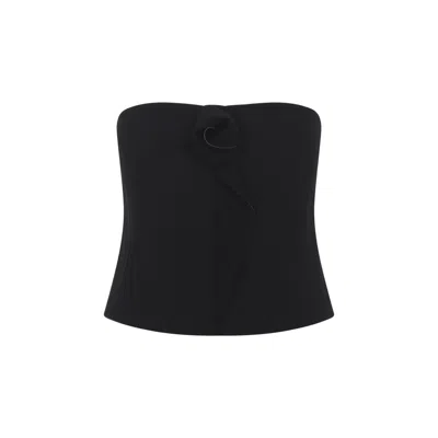 Giorgio Armani Strapless Top Fitted Silhouette Floral Detail In Black