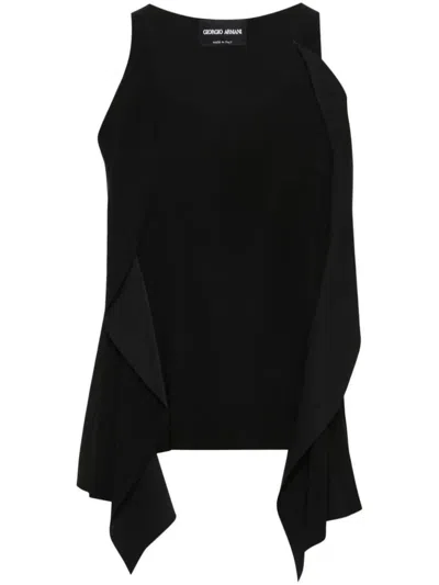 Giorgio Armani Ruffled-detail Sleeveless Top In Black