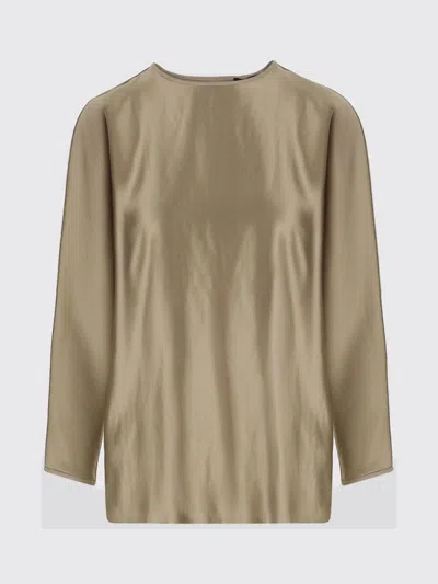 Giorgio Armani Golden Shiny Effect Silk Top In Brown