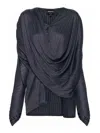 Giorgio Armani Cowl-neck Pleated Blouse In Grey