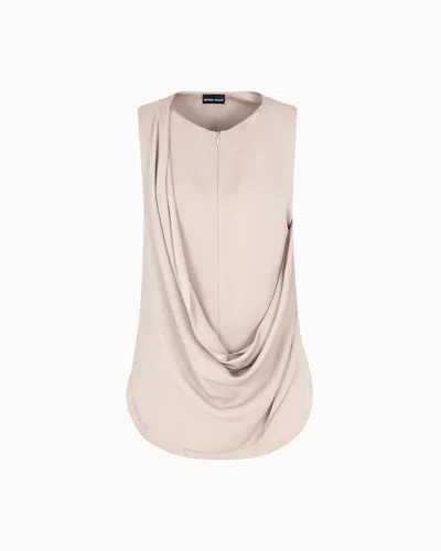 Giorgio Armani Top In Silk Double Georgette In Sand