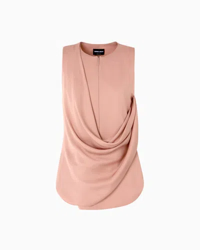 Giorgio Armani Top In Silk Double Georgette In Pink