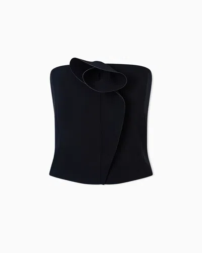 Giorgio Armani Strapless Top Fitted Silhouette Floral Detail In Black