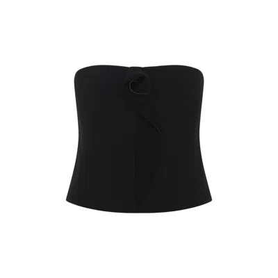 Giorgio Armani Strapless Top Fitted Silhouette Floral Detail In Black