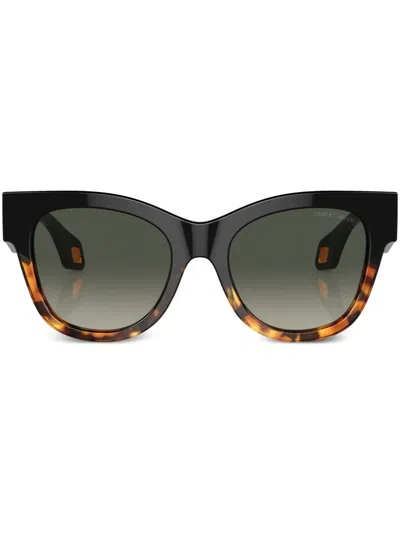 Giorgio Armani Tortoiseshell-effect Cat-eye Sunglasses In Black