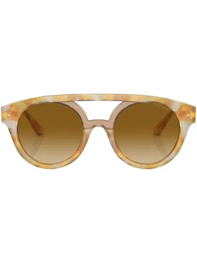 GIORGIO ARMANI TORTOISESHELL-EFFECT ROUNDED SUNGLASSES