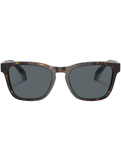 Giorgio Armani Tortoiseshell-effect Square-frame Sunglasses In Braun