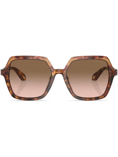 GIORGIO ARMANI TORTOISESHELL-EFFECT SQUARE FRAME SUNGLASSES