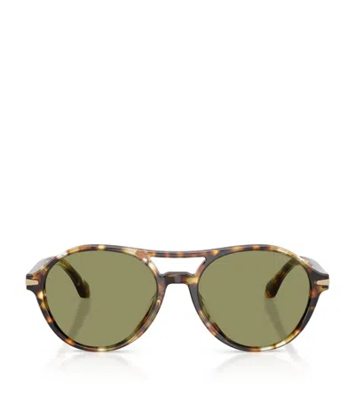 Giorgio Armani Tortoiseshell Round Sunglasses In Neutral
