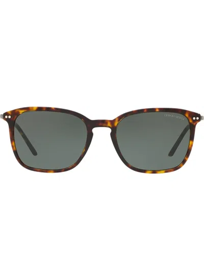 Giorgio Armani Tortoiseshell Squared Sunglasses In Brown