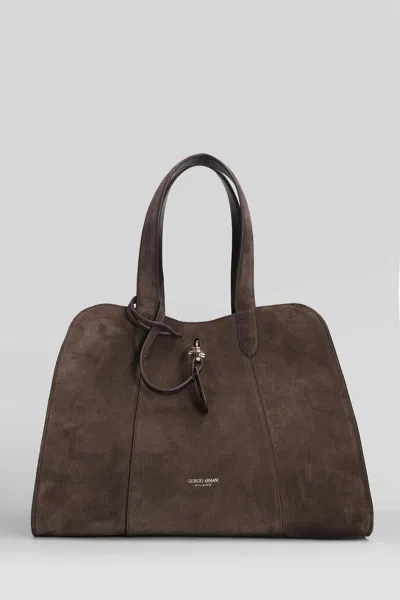 Giorgio Armani Tote In Brown Suede