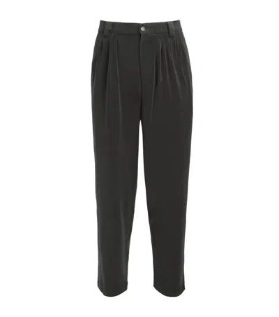 Giorgio Armani Towelling Straight Tailored Trousers In Green