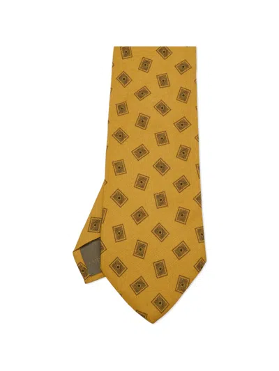 Pre-owned Giorgio Armani Traditional Geometric-print Tie In Yellow
