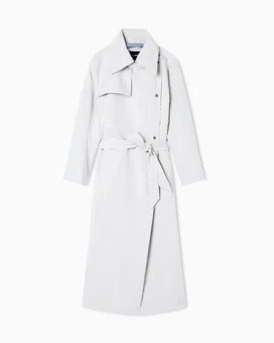 Giorgio Armani Trench Coat In Technical Fabric In Gray