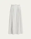 Giorgio Armani Triple Pleated Linen Maxi Skirt In Solid Light/pastel G