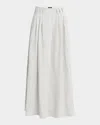 Giorgio Armani Triple Pleated Linen Maxi Skirt In Solid Light/pastel G