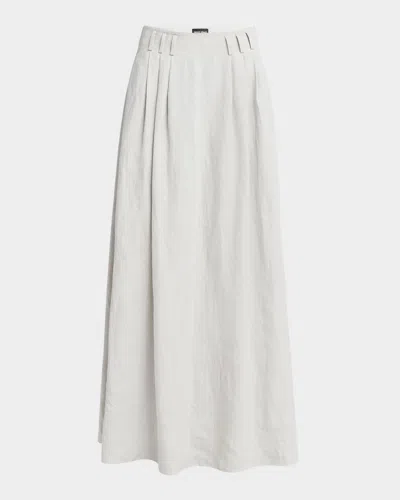 GIORGIO ARMANI TRIPLE PLEATED LINEN MAXI SKIRT