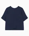 Giorgio Armani Triple Silk Georgette Crew-neck Blouse In Blue