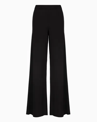 Giorgio Armani Triple Silk Georgette Flared Trousers In Black