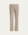 Giorgio Armani Triple Silk Georgette Flat Front Trousers In Solid Medium Beige