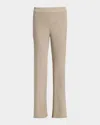 Giorgio Armani Triple Silk Georgette Flat Front Trousers In Solid Medium Beige