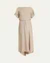 Giorgio Armani Triple Silk Georgette Hi-low Gown In Solid Medium Beige