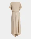 Giorgio Armani Triple Silk Georgette Hi-low Gown In Solid Medium Beige