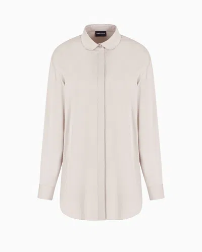 Giorgio Armani Triple Silk Georgette Shirt In Beige