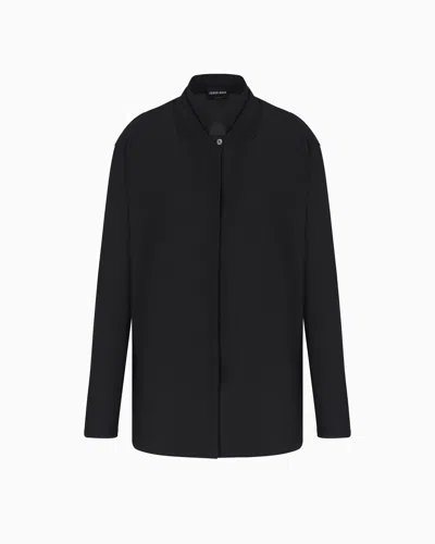Giorgio Armani Triple Silk Georgette Shirt In Black