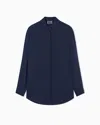 Giorgio Armani Triple Silk Georgette Shirt In Blue