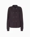 Giorgio Armani Women Doublebreasted Silk Shirt In Brown