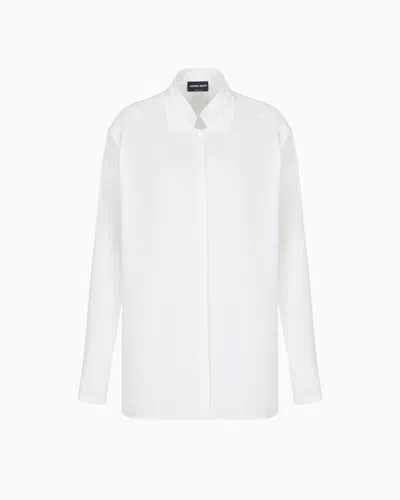 Giorgio Armani Triple Silk Georgette Shirt In White