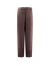 Giorgio Armani Wide-leg High-waisted Silk Trousers In Brown