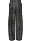 Giorgio Armani Single-pleat Jersey Trousers With A Flocked Print And Sequins In Black