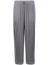 Giorgio Armani Pleated Silk Trousers In Gray
