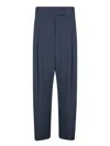 Giorgio Armani Women Blue Virgin Wool Two-pleats Trousers In Animal Print