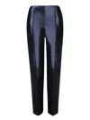 Giorgio Armani Silk & Linen High Waist Straight Pants In Blue