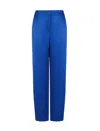 Giorgio Armani Elasticated Waist Satin Trousers In 蓝色的
