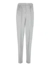 Giorgio Armani Grey Silk Satin Trousers With Double Pleats In Grey