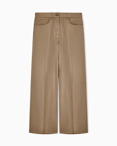 Giorgio Armani Trousers In Cupro And Linen In Brown