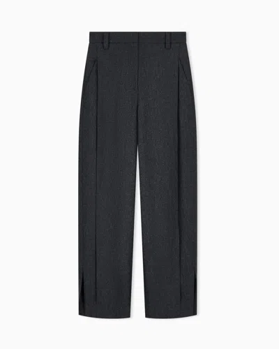 Giorgio Armani Trousers In Wool Cashmere Flannel With Wide Side Pleats In Gray