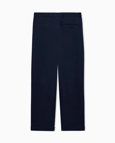 Giorgio Armani Trousers Oversized Fit In Lightweight Lyocell Satin In Blue