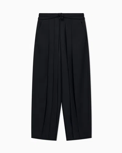 Giorgio Armani Trousers Regular Fit Pleated In Tuxedo Wool With Knot Detail In Black