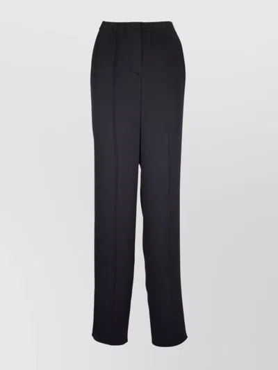 Giorgio Armani Trousers Silk Satin Elastic Waistband In Black