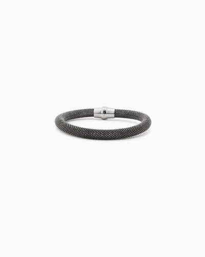 Giorgio Armani Tubular Silver Bracelet In Black