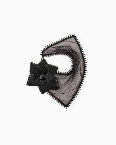 Giorgio Armani Tulle And Satin Foulard Necklace With Swarovski Crystals In Black