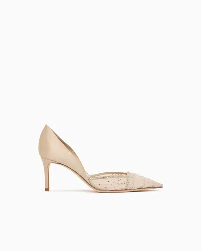 Giorgio Armani Tulle, Satin And Rhinestone Court Shoes In Neutral