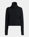 Giorgio Armani Turtleneck Beaded Wool-cashmere Sweater In Solid Black